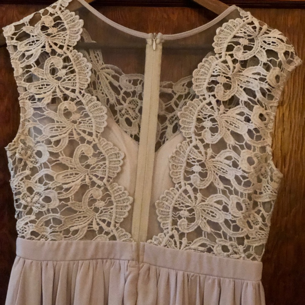 Gray lace and chiffon formal/bridesmaid gown